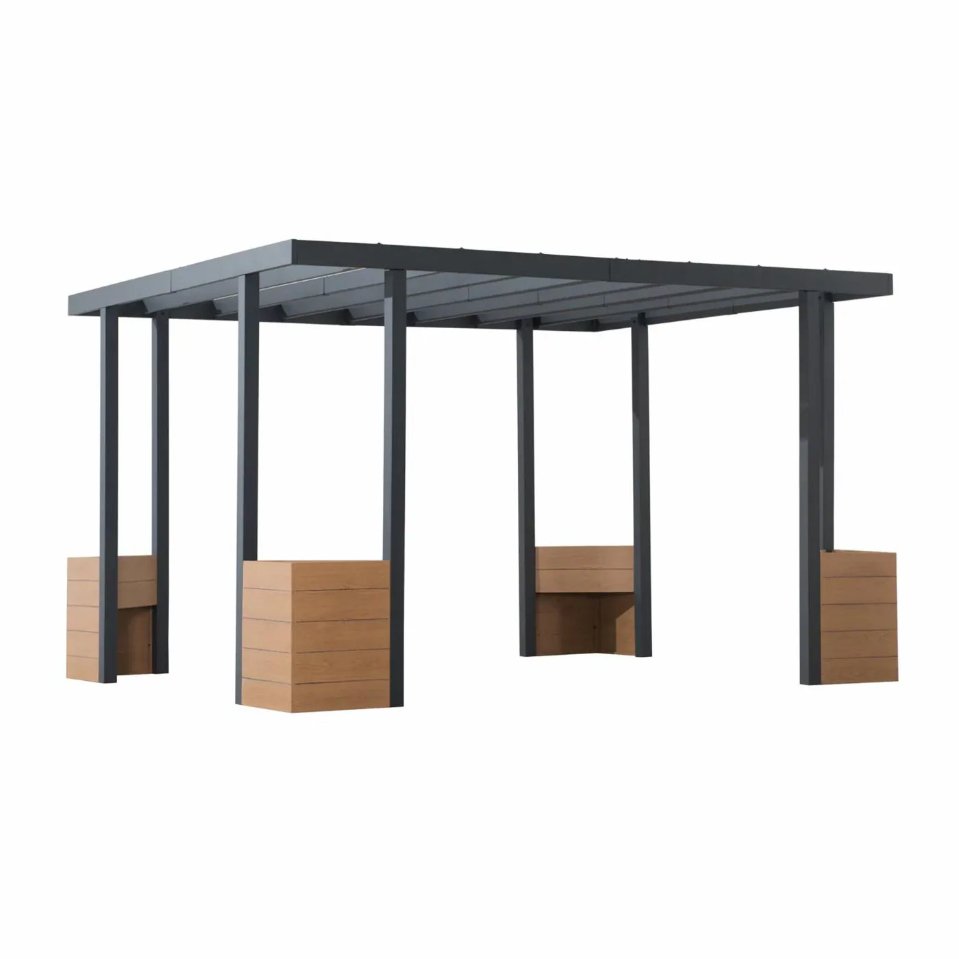 Sunjoy Marbella 10 x 12 ft. Outdoor Patio Black Steel Frame Pergola with Planters Sunjoy Marbella 10 x 12 ft. Outdoor Patio Black Steel Frame Pergola with Planters