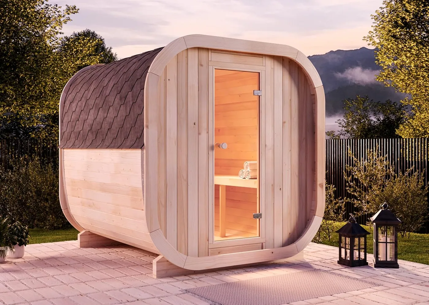 ScandiCube Comfort Wooden Barrel Sauna 42 mm Wall Thickness, 204 x 225 x 212 cm ScandiCube Comfort Wooden Barrel Sauna 42 mm Wall Thickness, 204 x 225 x 212 cm