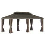 Sunmthink 12×20 ft Hardtop Gazebo with Double Roof, Steel and Aluminum Construction