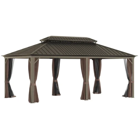 Sunmthink 12×20 ft Hardtop Gazebo with Double Roof, Steel and Aluminum Construction
