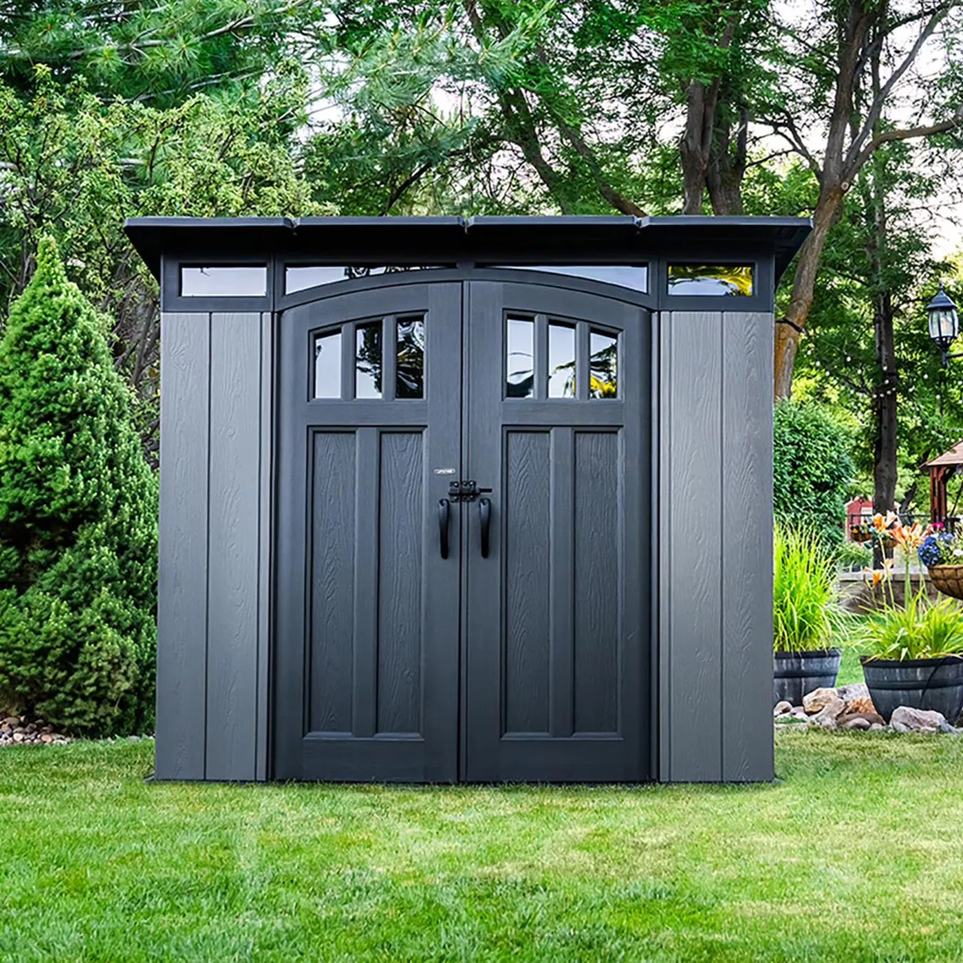 EverSafe Modern Outdoor Storage Shed – Gray Finish EverSafe Modern Outdoor Storage Shed – Gray Finish