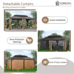 Sunmthink 12×20 ft Hardtop Gazebo with Double Roof, Steel and Aluminum Construction