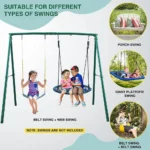 440lbs Heavy Duty A-Frame Metal Swing Set Frame with 5 Hanging Hooks for Kids, Adults, Outdoor — product view 2