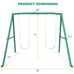 440lbs Heavy Duty A-Frame Metal Swing Set Frame with 5 Hanging Hooks for Kids, Adults, Outdoor — product view 5