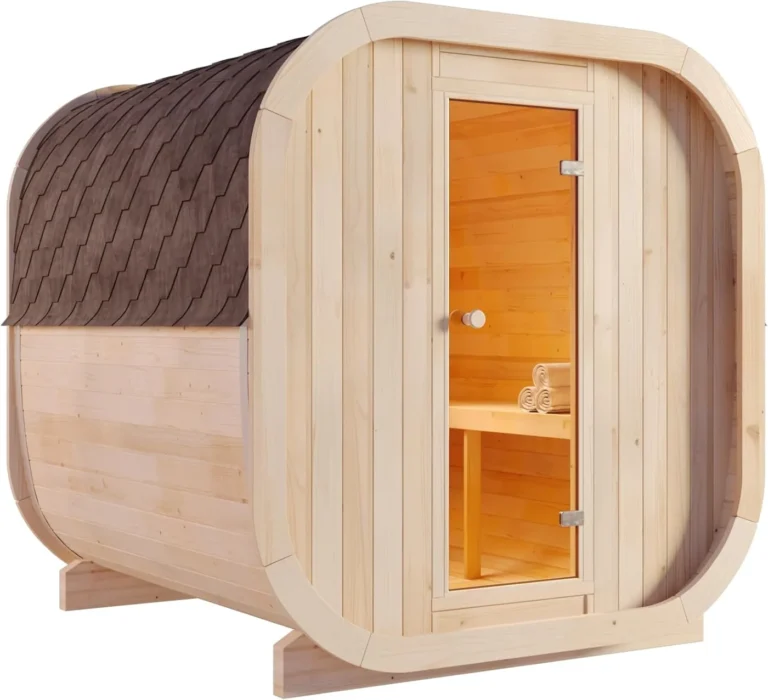 ScandiCube Comfort Wooden Barrel Sauna 42 mm Wall Thickness, 204 x 225 x 212 cm
