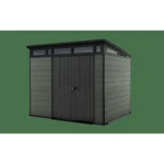 Keter 7.5ft x 9ft Newton Plus Front Entry Plastic Garden Shed – Dark Grey