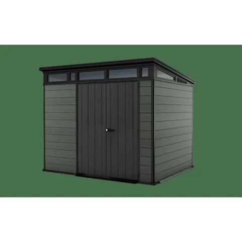 Keter 7.5ft x 9ft Newton Plus Front Entry Plastic Garden Shed – Dark Grey
