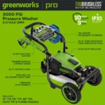 Greenworks Pro 3000-PSI 2.0-GPM Cold Water Electric Pressure Washer with 5 Spray Tips