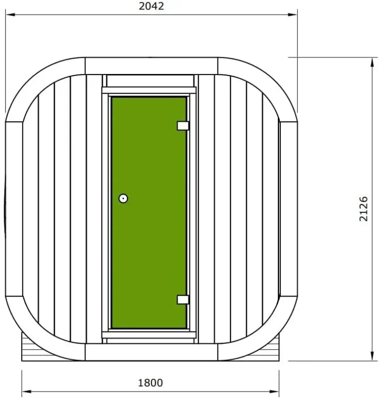 ScandiCube Comfort Wooden Barrel Sauna 42 mm Wall Thickness, 204 x 225 x 212 cm