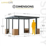 Sunjoy Marbella 10 x 12 ft. Outdoor Patio Black Steel Frame Pergola with Planters