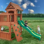 Atlantis Wooden Swing Set with Slide and Play Deck — product view 5
