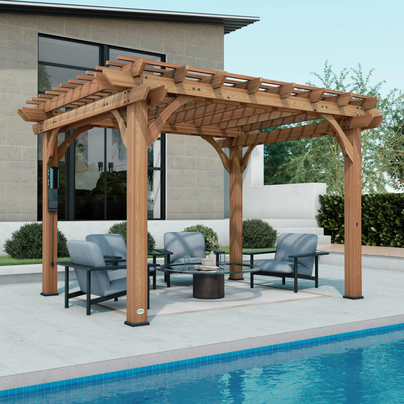 Backyard Discovery 12′ x 10′ Cedar Pergola — product view 1 Backyard Discovery 12′ x 10′ Cedar Pergola — product view 1