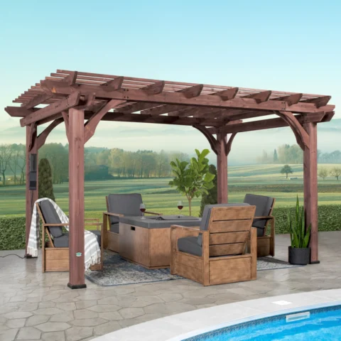 Backyard Discovery 14′ X 10′ Somerville Pergola W/ Electric – Dark Walnut DIY — product view 1