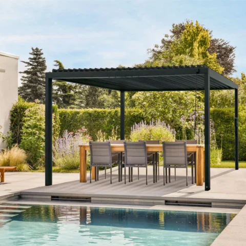 Backyard Discovery Sarasota 16’x10′ Galvanized Steel Louvered Pergola — product view 1