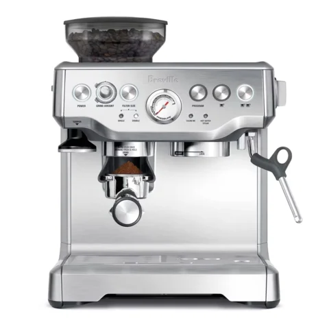 Breville Stainless Steel Barista Express Espresso Machine Light Silver BES870XL: 15 Bars Pressure, Milk Frother, Grinder — product view 1