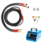 Canpump 15 HP sewer jetter — manufacturer accessory overview with foot control valve and nozzles
