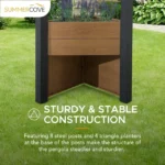 Sunjoy Marbella 10 x 12 ft. Outdoor Patio Black Steel Frame Pergola with Planters