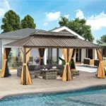 Sunmthink 12×20 ft Hardtop Gazebo with Double Roof, Steel and Aluminum Construction