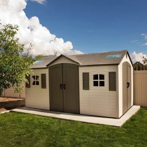 Lifetime 60079 Outdoor Storage Dual Entry Shed, 15 x 8 ft, Desert Sand (B00CTVQ6UG)