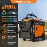 Genmax 11000-W Portable TRI Fuel Gas Inverter Generator Remote Start CO Sensor™ — product view 3