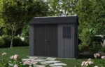 Keter 7.5ft x 9ft Newton Plus Front Entry Plastic Garden Shed – Dark Grey — product view 2