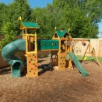 KidKraft Mockingbird View Cedar Swing Set with Lookout Tower Tube Slide and Basketball Hoop — product view 2