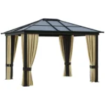 Outsunny 12′ x 10′ Aluminum Patio Gazebo Canopy w/ Polycarbonate Hardtop Roof — product view 1