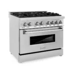 ZLINE 36-Inch Professional Dual Fuel Range DuraSnow Fingerprint-Resistant Stainless Steel Oven — product view 1
