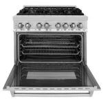 ZLINE 36-Inch Professional Dual Fuel Range DuraSnow Fingerprint-Resistant Stainless Steel Oven — product view 3