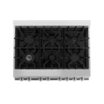 ZLINE 36-Inch Professional Dual Fuel Range DuraSnow Fingerprint-Resistant Stainless Steel Oven — product view 4